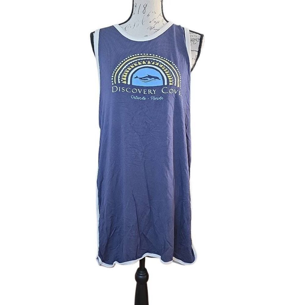 Discovery Cove Women's Size Large Blue Ringer Logo Tank Dress